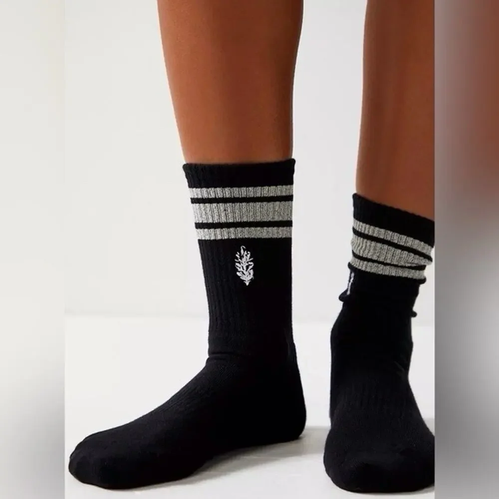NWT Free People Movement X Lucky Honey Tube Socks | One Size Black White Stripe